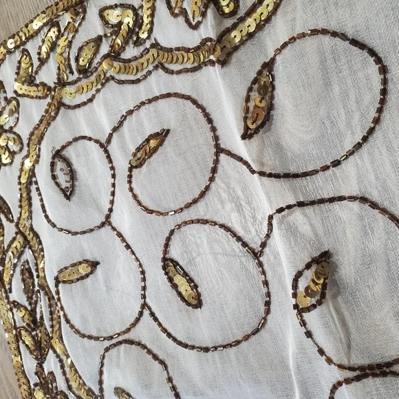 Elegant Gold Embroidered Table Runner